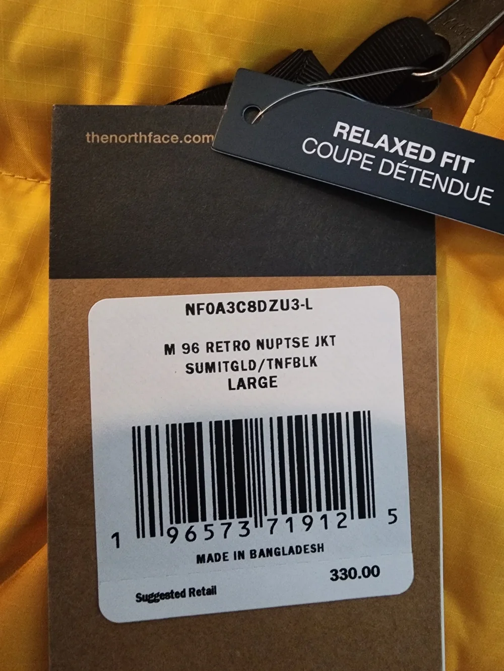 Brand NEW in BAG! The North Face Mens Sumit Gold  and Black Nupste Jacket